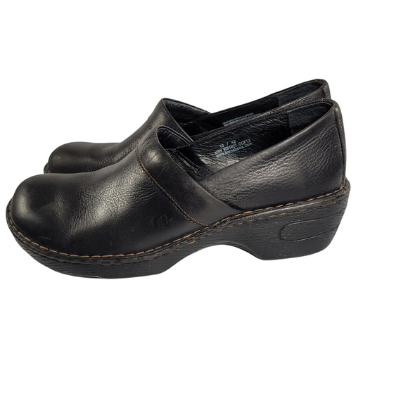 Born size 10 black leather work clogs nursing walking - Picture 3 of 9